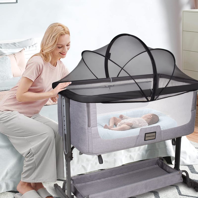 Beberoad Love Bassinet Mosquito Net Cover - Breathable Mesh Canopy with 2-Way Zipper for Baby Cribs, Bedside Sleepers & Travel Cribs (Black) - Image 4